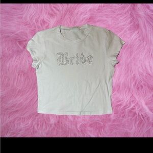 Bride Rhinestone Graphic Tee - Light Green